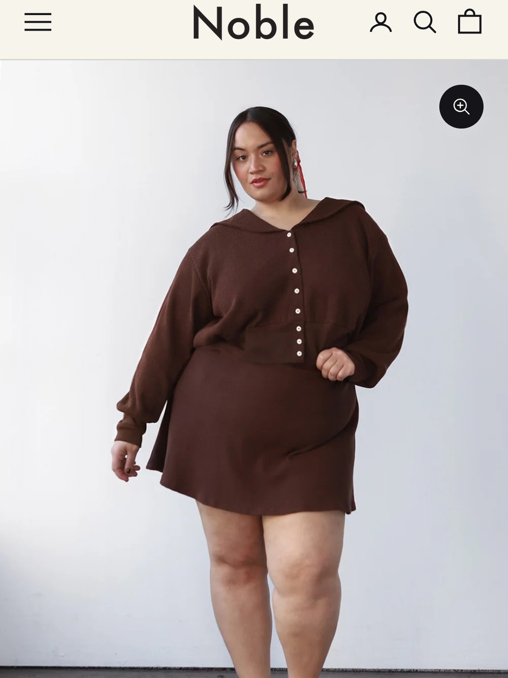 Noble Brown Waffle Sailor Cardigan